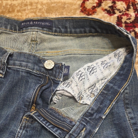 Size 12 Rock & Republic Womens Blue Jeans Y2k Straight Leg Low Rise Low Rise - Picture 5 of 6